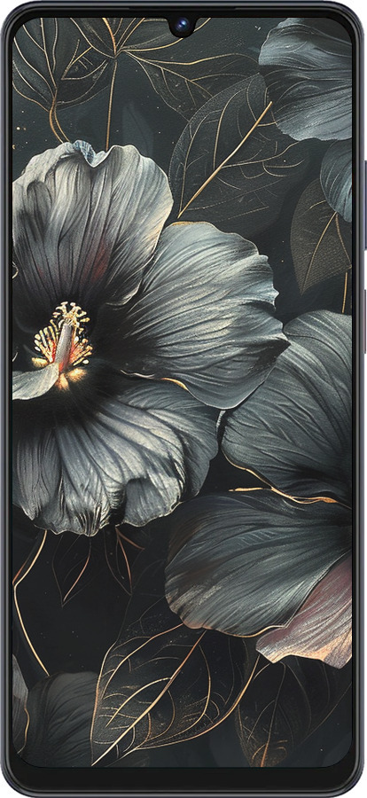 Силиконовый чехол Черные цветы для ZTE Blade V50 Vita - 6031u-3813 изображение 