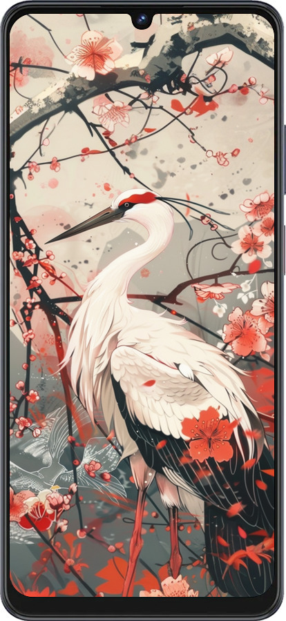 Силиконовый чехол Аист в цвету сакуры для ZTE Blade V50 Vita - 6109u-3813 изображение 