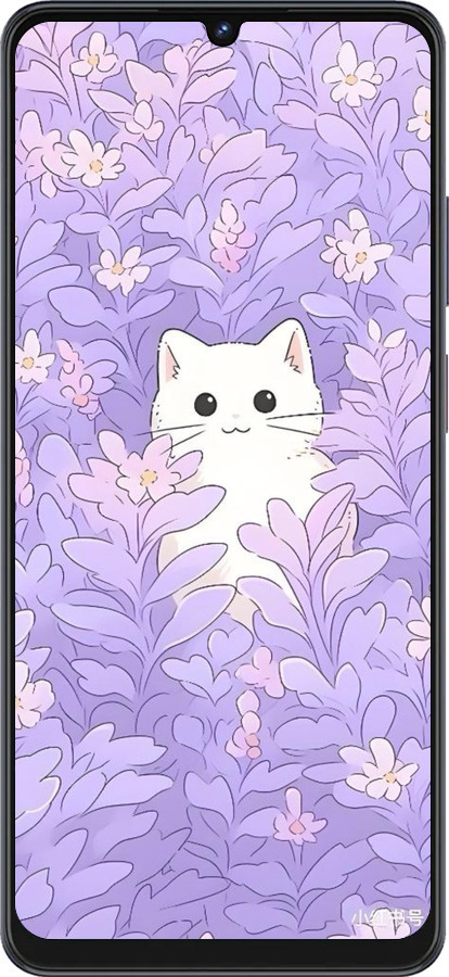 Силиконовый чехол Котик в цветах для ZTE Blade V50 Vita - 6390u-3813 изображение 