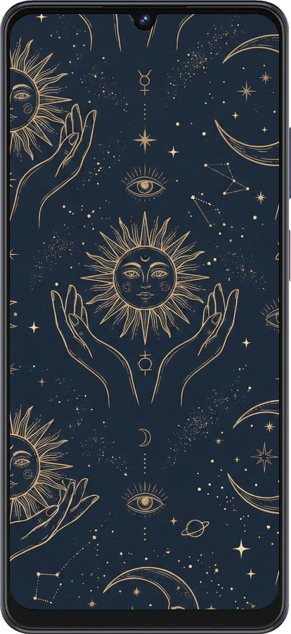 Силиконовый чехол Celestial Harmony: Sun & Moon Gold Mystic Pattern для ZTE Blade V50 Vita - 6778u-3813 изображение 