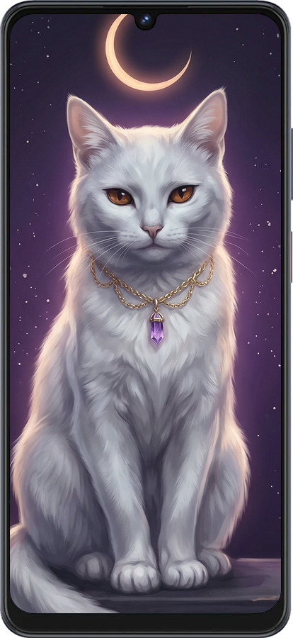 Силіконовий чехол Mystic White Cat Gothic Dark Purple Gold для ZTE Blade V50 Vita - 6805u-3813 изображение 