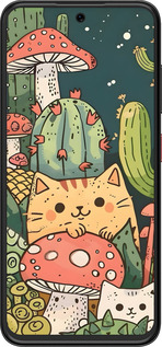 Силиконовый чехол Коты грибы для ZTE Nubia V70 Design - 6321u-4084 изображение 