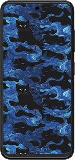 Силіконовий чехол Візерунок чорних котів на блакитному фоні для ZTE Nubia V70 Design - 6525u-4084 изображение 