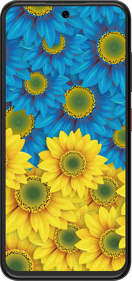 Силиконовый чехол Жёлто-голубые цветы для ZTE Nubia V70 Design - 1048u-4084 изображение 