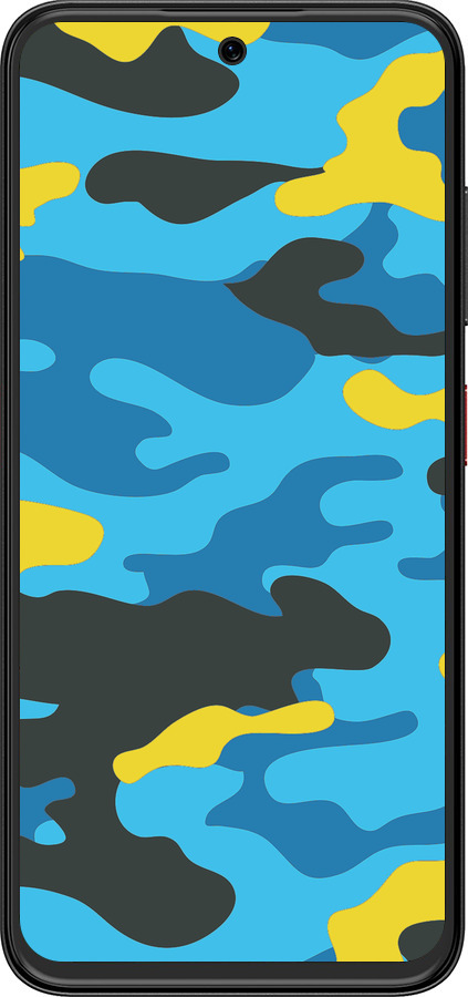 Силиконовый чехол Желто-голубой камуфляж для ZTE Nubia V70 Design - 1084u-4084 изображение 