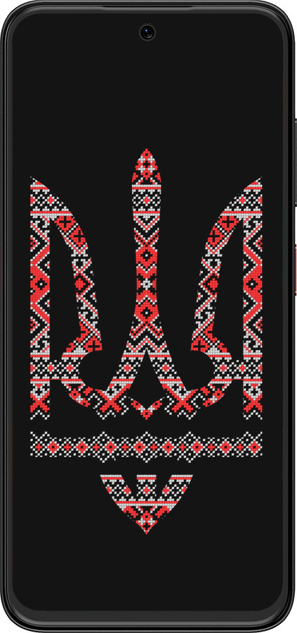 Силиконовый чехол Герб - вышиванка на черном фоне для ZTE Nubia V70 Design - 1196u-4084 изображение 