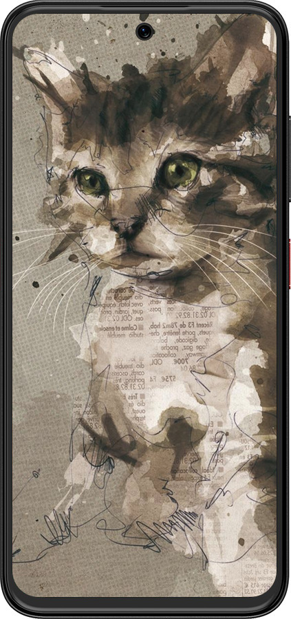 Силиконовый чехол Котёнок из пятен и линий для ZTE Nubia V70 Design - 119u-4084 изображение 