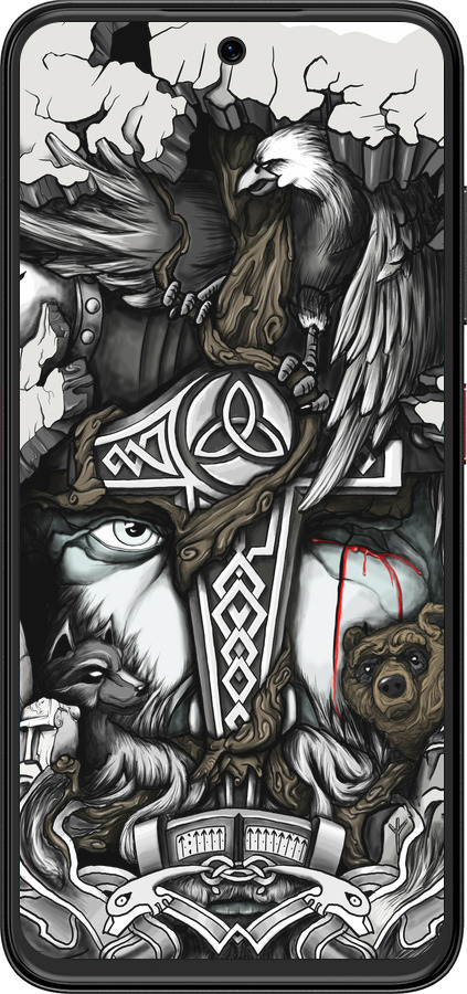 Силиконовый чехол Тату Викинг для ZTE Nubia V70 Design - 4098u-4084 изображение 