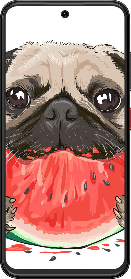 Силиконовый чехол Мопс и арбуз для ZTE Nubia V70 Design - 4665u-4084 изображение 