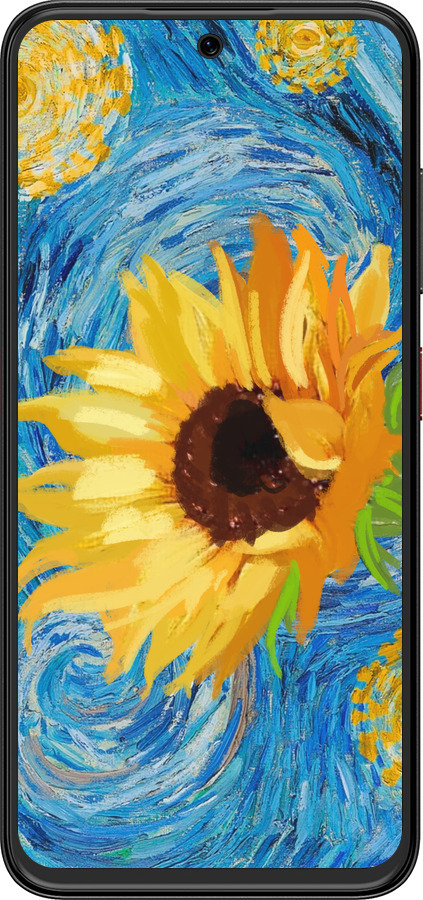 Силиконовый чехол Цветы желто-голубые для ZTE Nubia V70 Design - 5308u-4084 изображение 