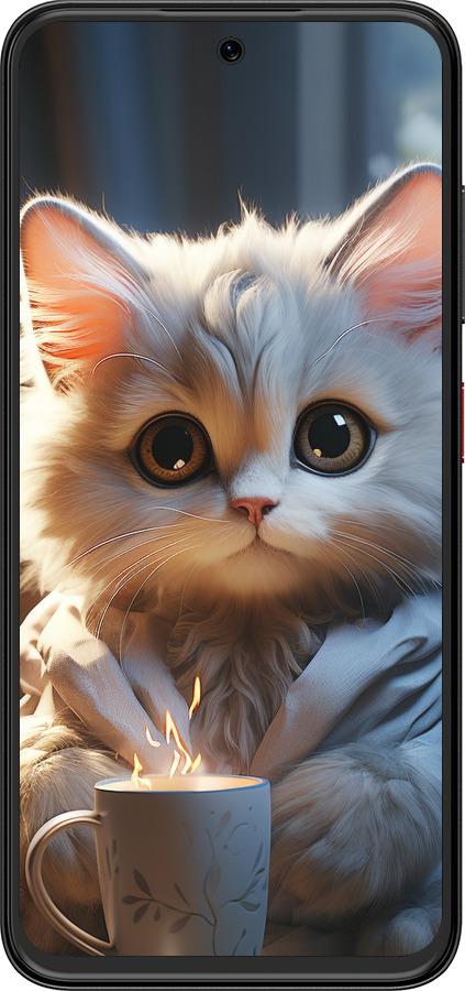 Силіконовий чехол Білий кіт для ZTE Nubia V70 Design - 5646u-4084 изображение 