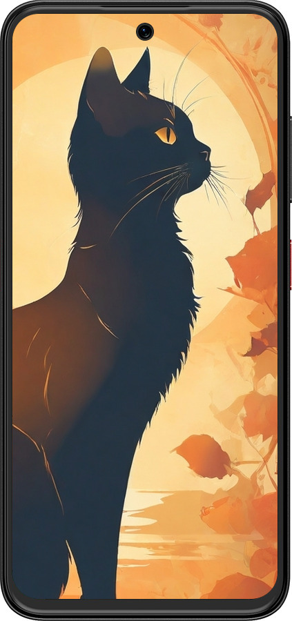 Силиконовый чехол Черная кошка v2 для ZTE Nubia V70 Design - 5830u-4084 изображение 