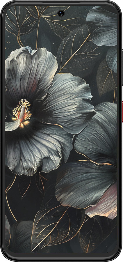 Силиконовый чехол Черные цветы для ZTE Nubia V70 Design - 6031u-4084 изображение 