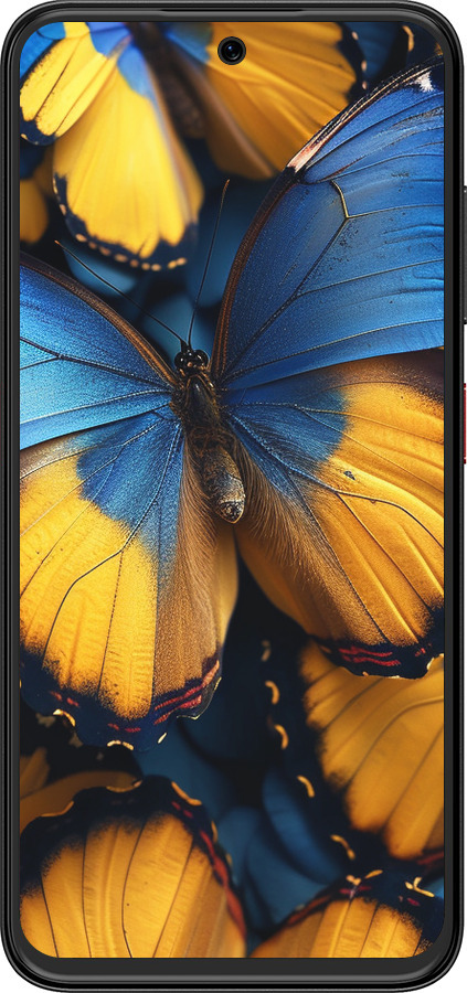 Силиконовый чехол Желто-голубые бабочки для ZTE Nubia V70 Design - 6046u-4084 изображение 