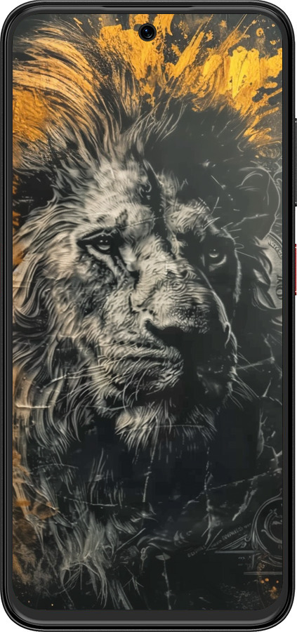 Силіконовий чехол Лев у золотих фарбах для ZTE Nubia V70 Design - 6155u-4084 изображение 