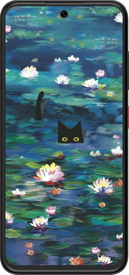 Силіконовий чехол с изображением водяных лилий и кошек для ZTE Nubia V70 Design - 6257u-4084 изображение 