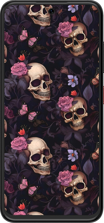 Силиконовый чехол Черепа и розы для ZTE Nubia V70 Design - 6316u-4084 изображение 
