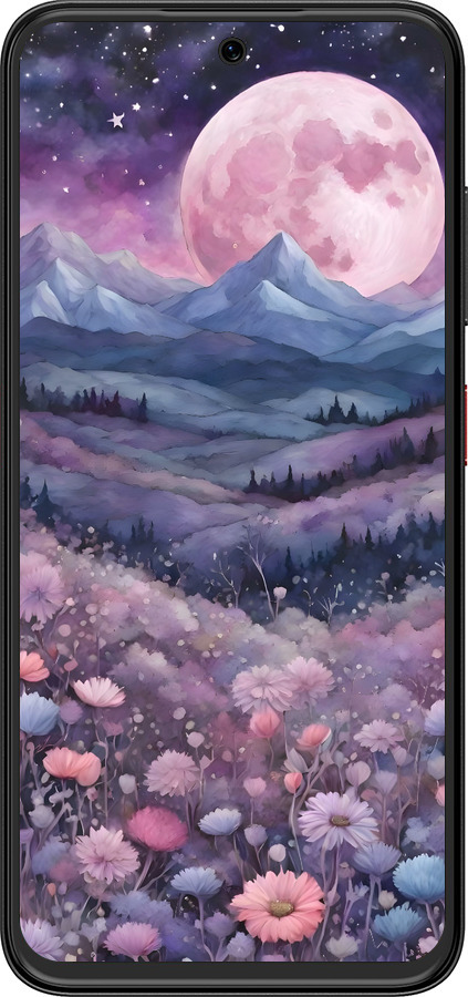 Силиконовый чехол Ночь луна арт для ZTE Nubia V70 Design - 6319u-4084 изображение 