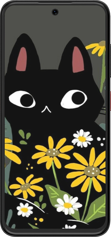 Силиконовый чехол Черный кот с цветами для ZTE Nubia V70 Design - 6448u-4084 изображение 