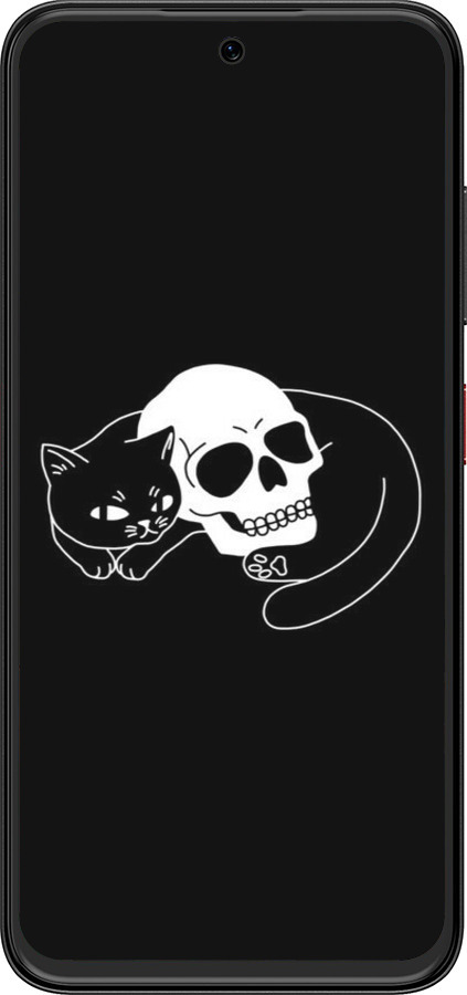 Силиконовый чехол С изображением кота и черепа для ZTE Nubia V70 Design - 6491u-4084 изображение 