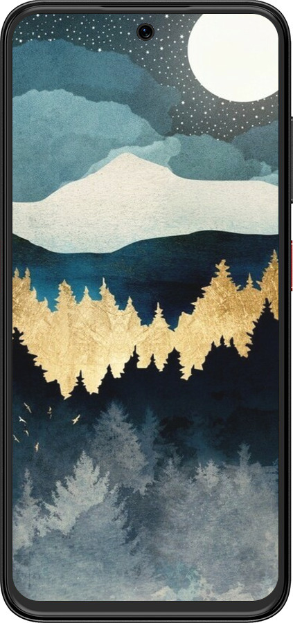 Силиконовый чехол Ночной пейзаж с лесом и горами для ZTE Nubia V70 Design - 6493u-4084 изображение 