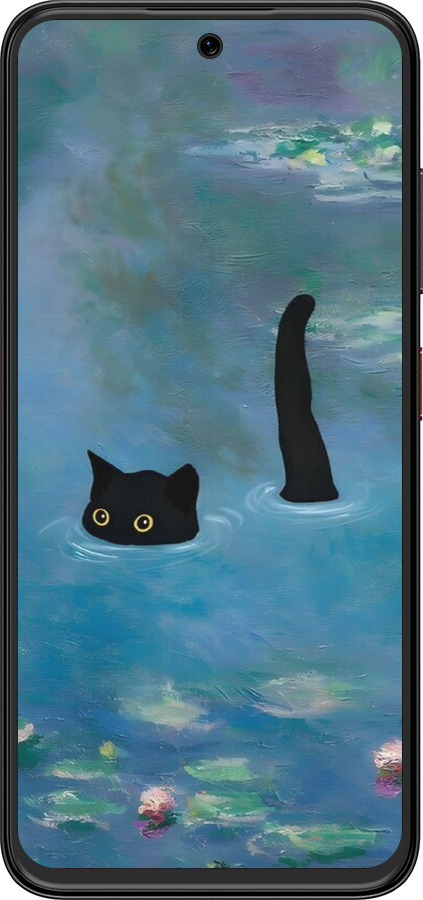 Силіконовий чехол Із зображенням кота та водяної лілії Monet для ZTE Nubia V70 Design - 6519u-4084 изображение 