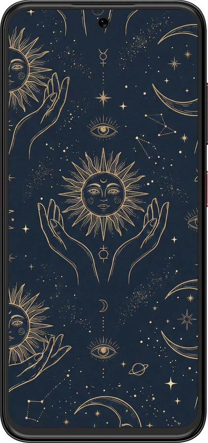 Силіконовий чехол Celestial Harmony: Sun & Moon Gold Mystic Pattern для ZTE Nubia V70 Design - 6778u-4084 изображение 