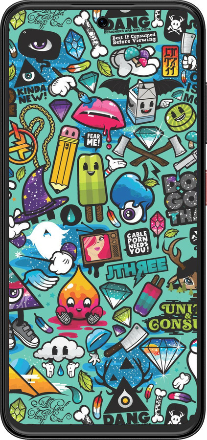 Силиконовый чехол Стикер бомбинг 1 для ZTE Nubia V70 Design - 693u-4084 изображение 