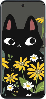 Силиконовый чехол Черный кот с цветами для ZTE Nubia V70 - 6448u-4083 изображение 