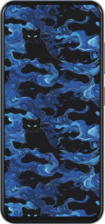 Силиконовый чехол Абстрактный узор черных котов на синем фоне для ZTE Nubia V70 - 6525u-4083 изображение 