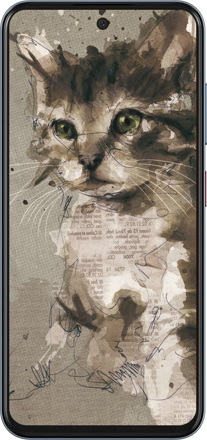 Силиконовый чехол Котёнок из пятен и линий для ZTE Nubia V70 - 119u-4083 изображение 