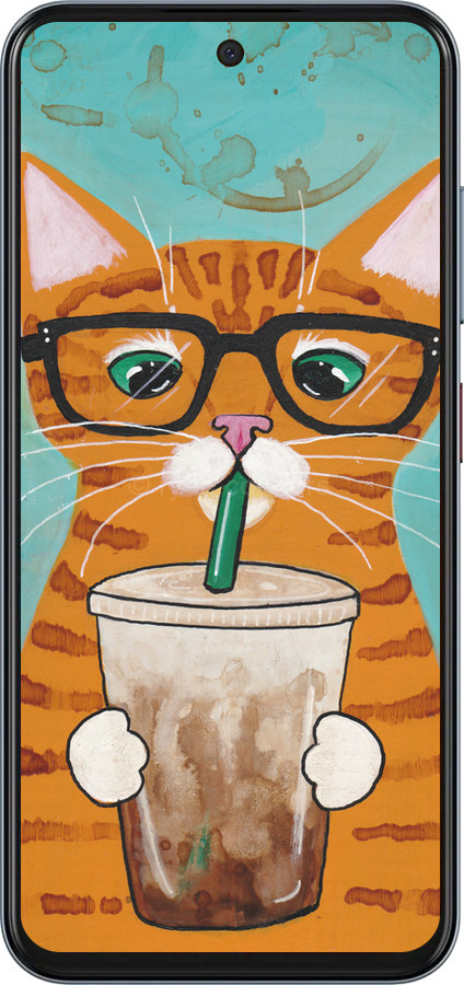 Силіконовий чехол Зеленоокий кіт в окулярах для ZTE Nubia V70 - 4054u-4083 изображение 