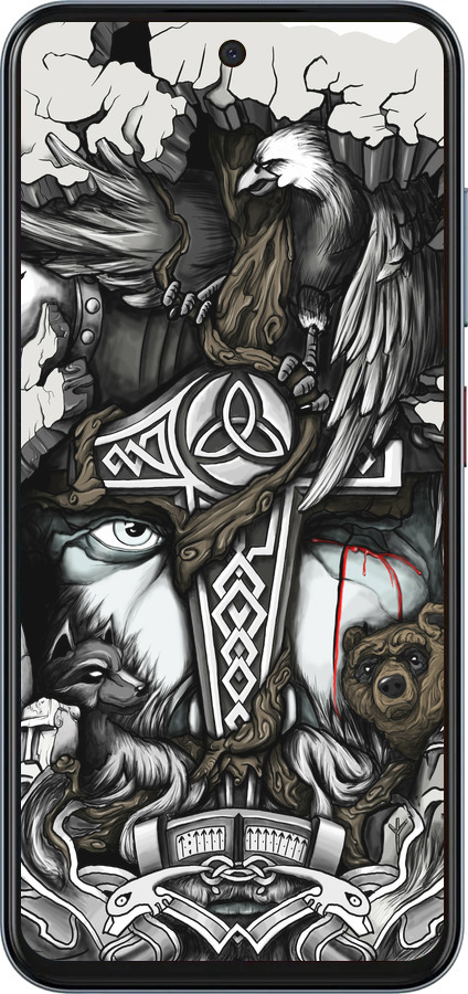 Силиконовый чехол Тату Викинг для ZTE Nubia V70 - 4098u-4083 изображение 