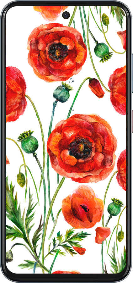 Силиконовый чехол Нарисованные маки для ZTE Nubia V70 - 4278u-4083 изображение 