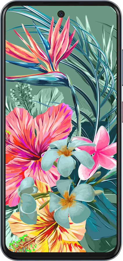 Силиконовый чехол Тропические цветы v1 для ZTE Nubia V70 - 4667u-4083 изображение 