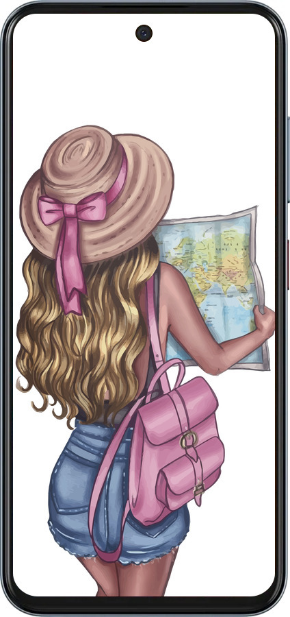 Силиконовый чехол Девушка с картой для ZTE Nubia V70 - 4704u-4083 изображение 