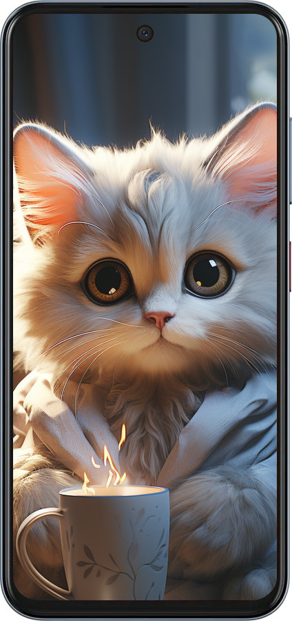 Силіконовий чехол Білий кіт для ZTE Nubia V70 - 5646u-4083 изображение 