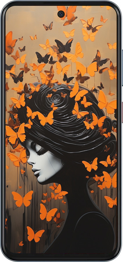 Силиконовый чехол Чехол для телефона Девушка с оранжевыми бабочками для ZTE Nubia V70 - 5940u-4083 изображение 