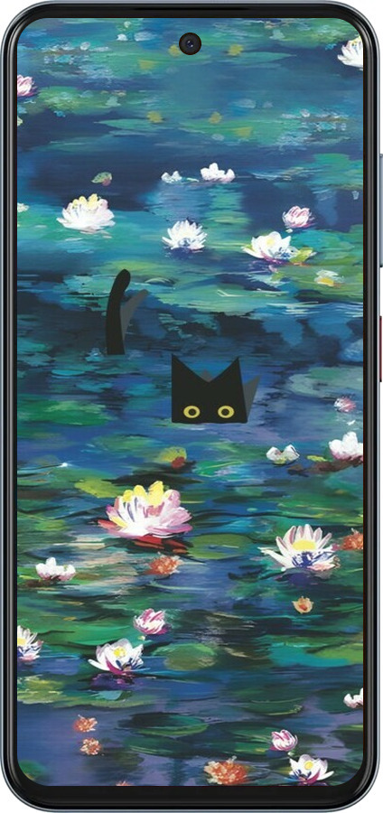 Силиконовый чехол із зображенням водяних лілій та кішок для ZTE Nubia V70 - 6257u-4083 изображение 