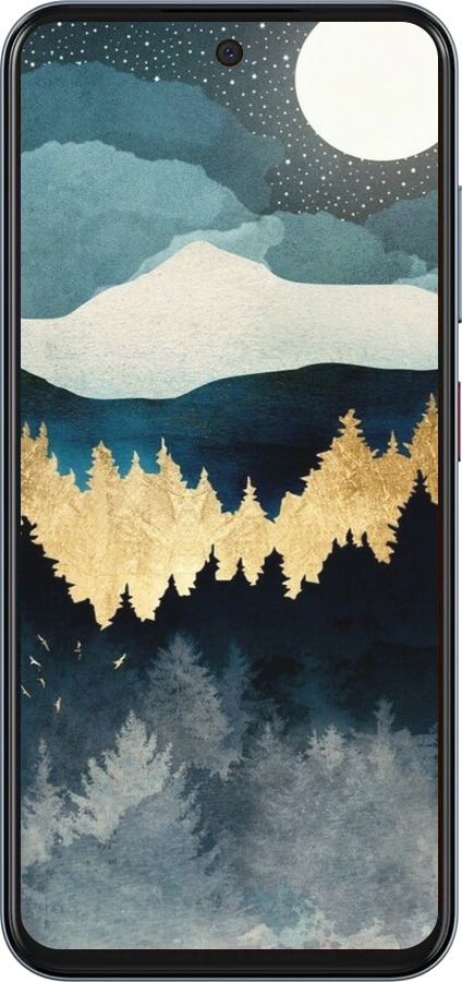 Силиконовый чехол Ночной пейзаж с лесом и горами для ZTE Nubia V70 - 6493u-4083 изображение 