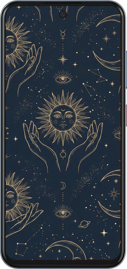 Силіконовий чехол Celestial Harmony: Sun & Moon Gold Mystic Pattern для ZTE Nubia V70 - 6778u-4083 изображение 
