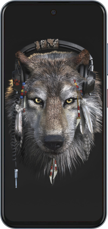 Силіконовий чехол Вовк-меломан для ZTE Nubia V70 - 875u-4083 изображение 